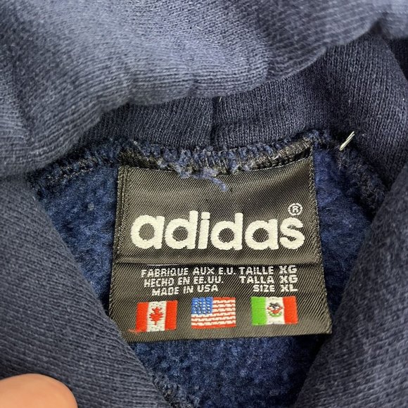 Vintage Adidas Made in USA Trefoil Big Logo Hoodie Sweatshirt Sz XL Embroidered - Picture 3 of 10